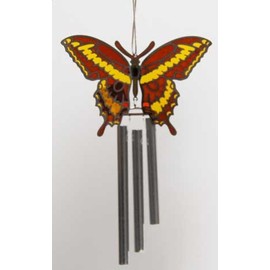 Chrome Plated Wind Chime Sun Catcher or Ornament..... Epoxy Butterfly
