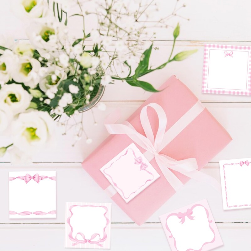 Pink Bow Pattern Sticky Notes 240pcs Adhesive Sticky Stickers DIY