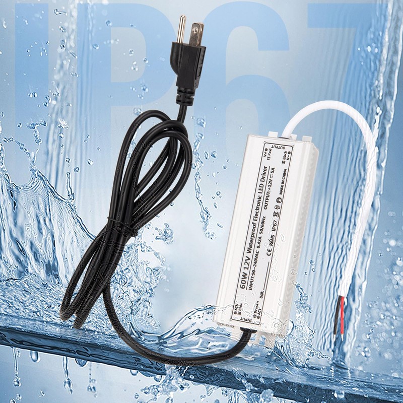 LED Driver 12V 60W Waterproof IP67 Power Supply Transformer 90V-240V