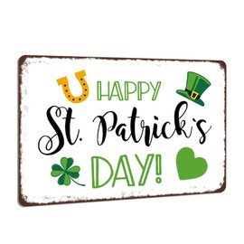 Happy St. Parikh's Day Metal Sign Wall Art Irish Home Signs Decor, Hanging Door Metal Sign, St Patricks Day Decor, Rustic Farmhouse Decor 8x12 inch