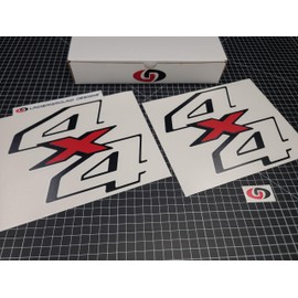 4x4 Decals (2-Pack) Super Duty Bedside Fender Stickers Fits 2011-2016 Ford F250 F350 (Gloss Black & Red)