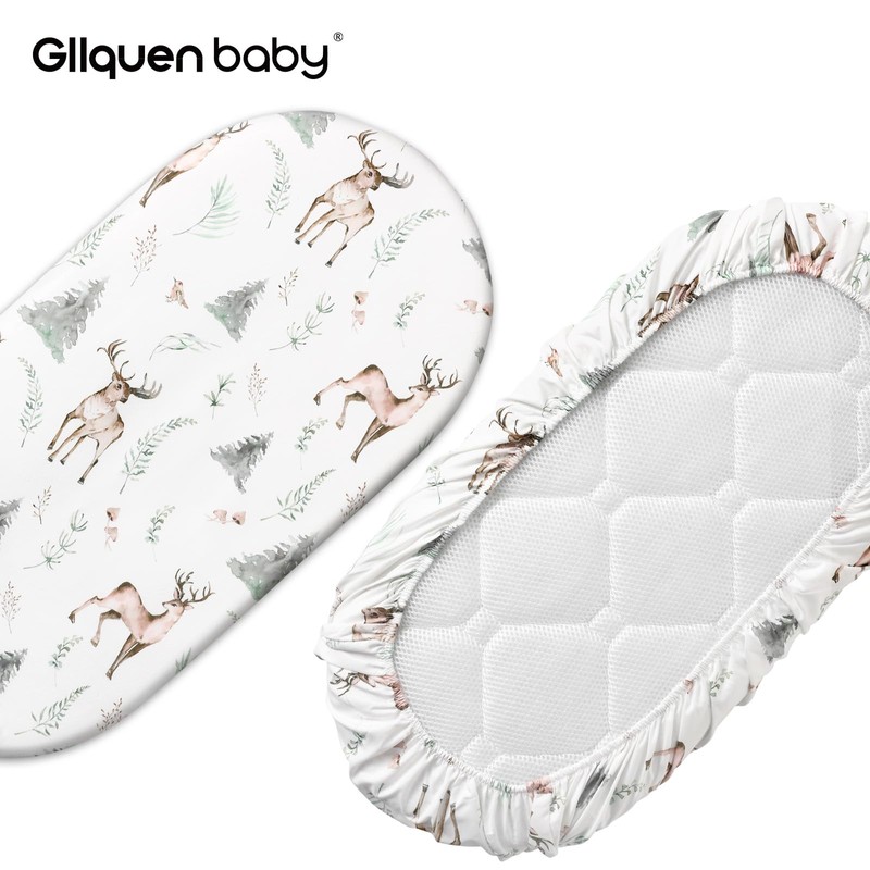 Gllquen Baby Bassinet Crib Sheets Set, Breathable Cozy Fitted Mattress