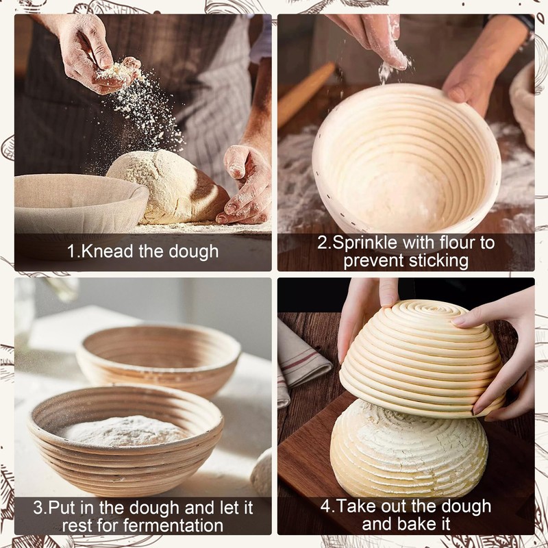 Sourdough Bread Baking Supplies, 2 Pack Banneton Bread Proofing Basket