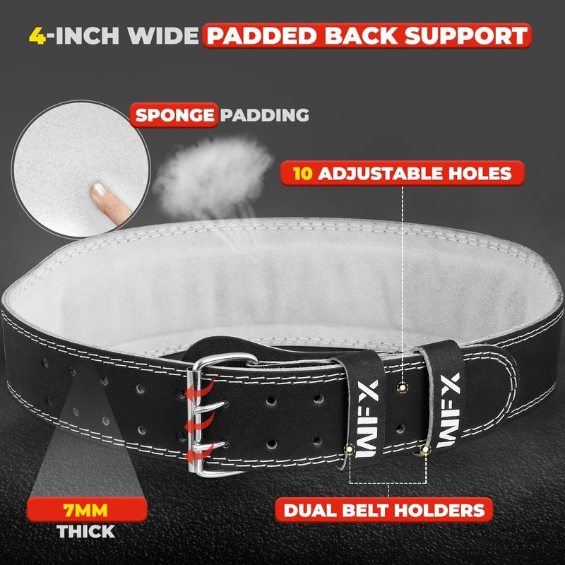 WFX Leather Weight Lifting Belt Heavy Duty 10 Adjustable Holes