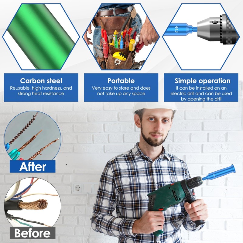 3Pcs Wire Twisting Tool, Carbon Steel Wire Stripper Twister 3