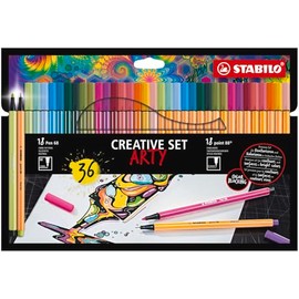 STABILO ARTY – Pack de 36 Rotuladores 18 Fineliner point 88 0.4 mm + 18 Pen 68 1 mm