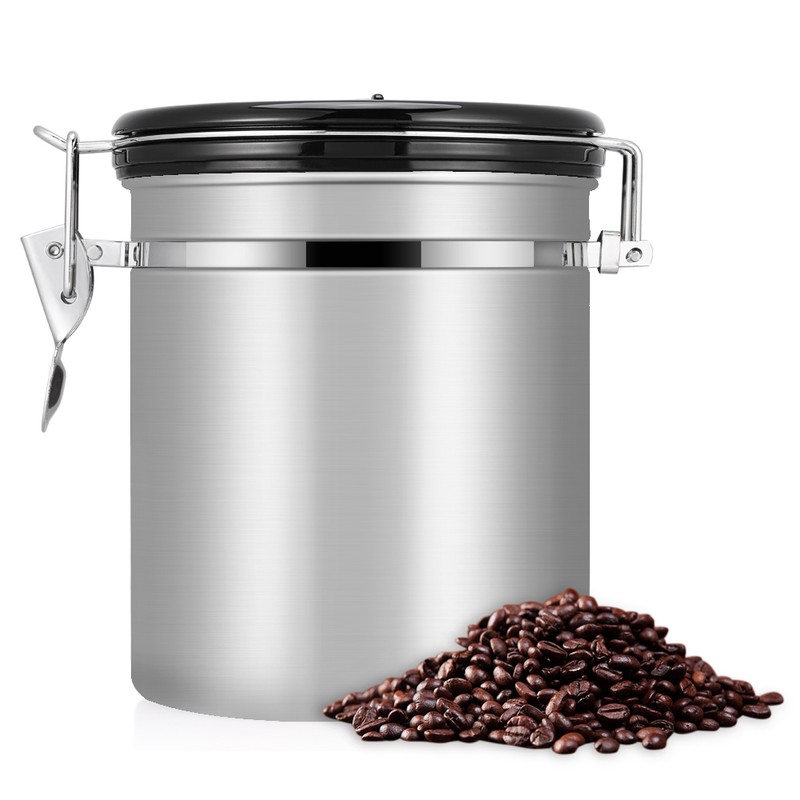 1.5L 304 Stainless Steel Airtight Coffee Beans Container Storage Canister