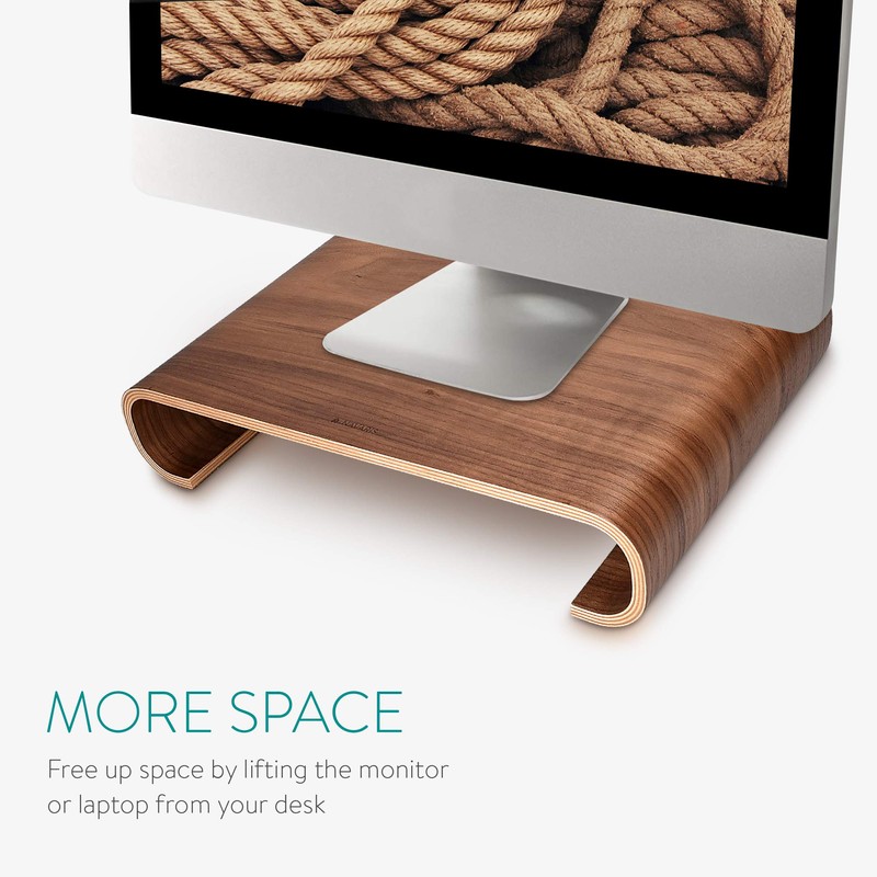 Navaris Wood Monitor Stand Riser - Computer Desk Organizer Desktop