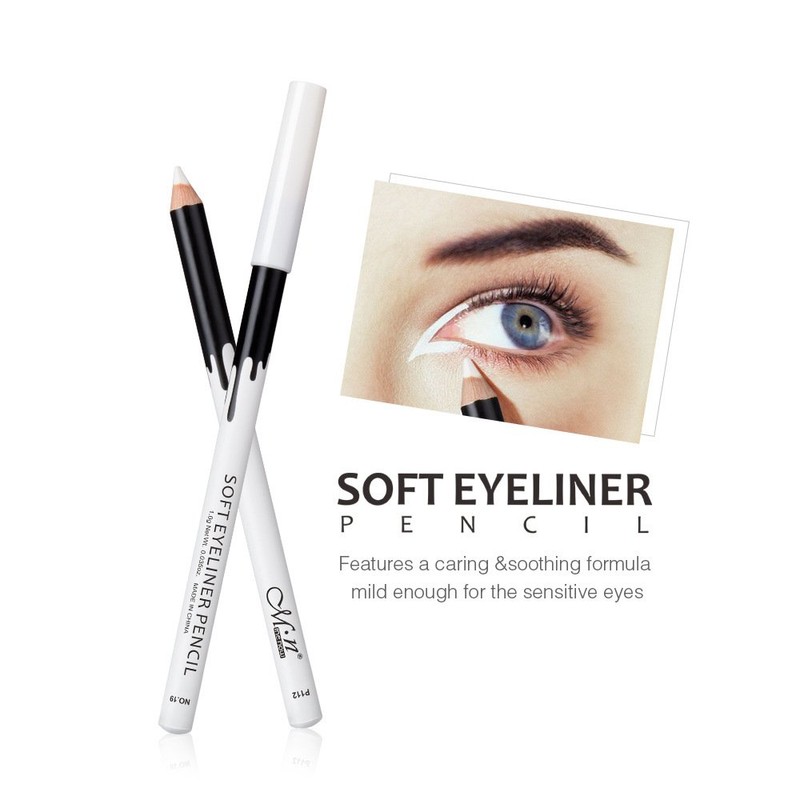 6 White Eyeliner Pencils for Professional Use as Highlighters, Soft,