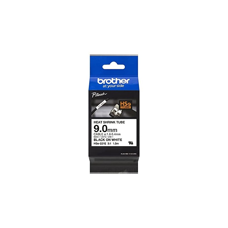 Brother Genuine Pro Tape HSe-221E Heat Shrink Tubing - Black