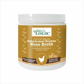 Nature's Logic Dehydrated Bone Broth Powder - 100% Natural Dog & Cat Topper - Rich in Glucosamine & Chondroitin - Boosts Immune System - Gluten-Free, No Synthetic Ingredients - Chicken, 6oz
