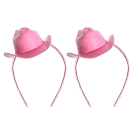 phnydreg 2Pcs Cowboy Mini Hat Headbands Cowgirl Mini Hat Headbands Accessories for Women Girls Birthday Western Cowboy Party (pink)