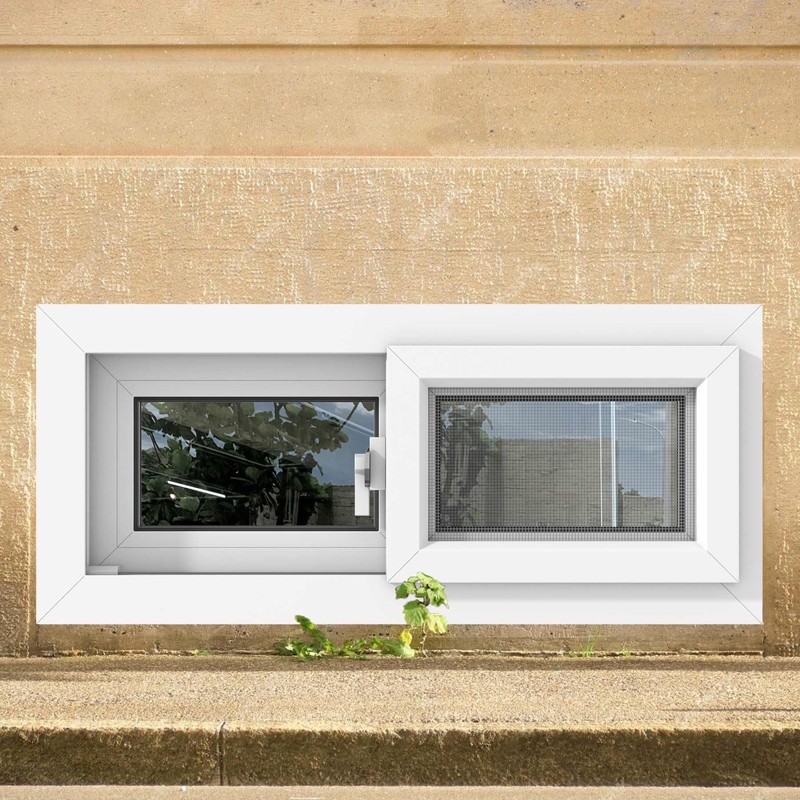 Vinyl Basement Slider Window,32" x 16" Basement Window,Removable Sliding Windows