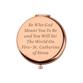 BEKECH Be Who God Meant You to Be Compact Mirror Christian Faith Inspirational Quotes Makeup Mirror Birthday Graduation Gift (Rose Gold)