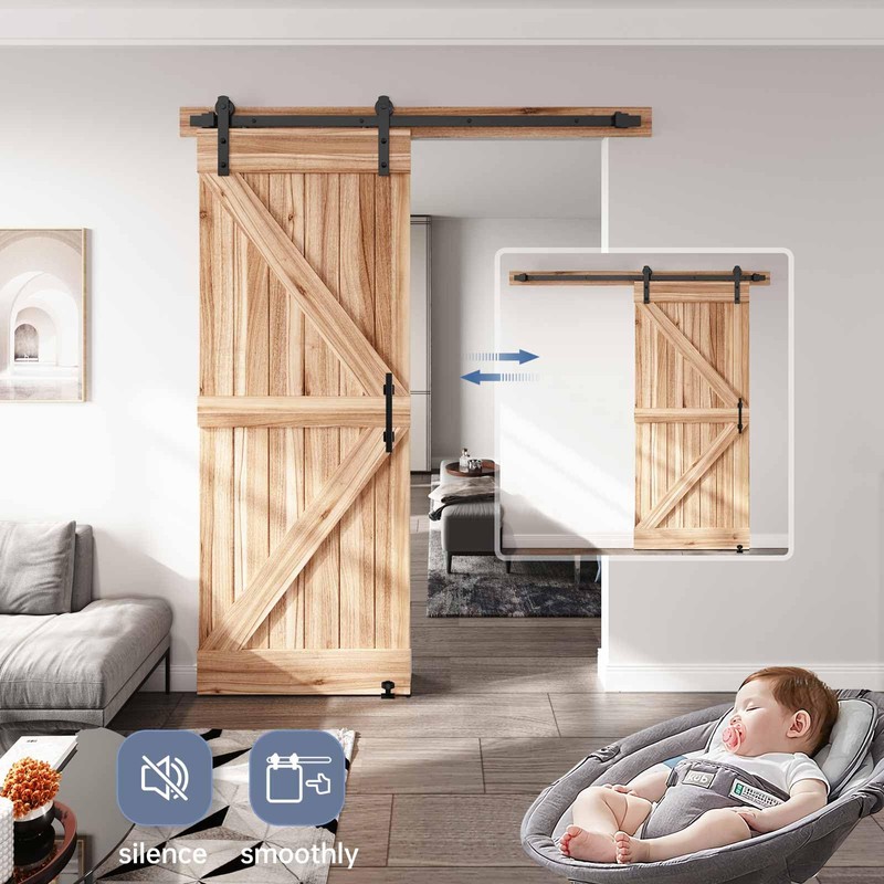 EaseLife 5.5 FT Sliding Barn Door Track and Handle Hardware
