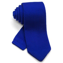 WANDM Men's Pointed Knit Tie Necktie Width 2.75 inches Washable Solid Color Royal Blue