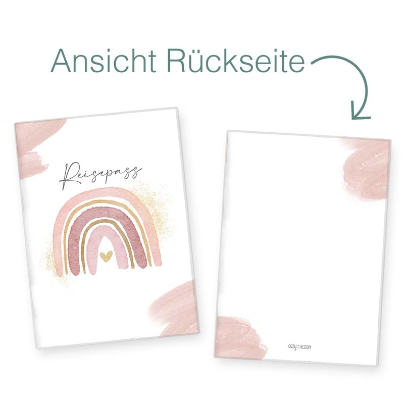 cozy racoon Kids Passport Holder, Watercolour Pink, Modern