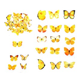 Jagowa 40 Pcs Butterfly Stickers Set, Vintage Natural Transparent Waterproof Decals for Scrapbook Diary Cards DIY Crafts (Golden)