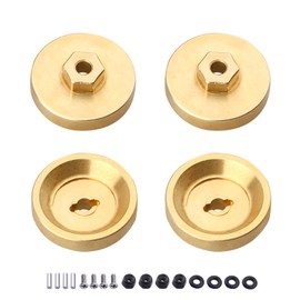 Hobbypark Brass Wheel Weights Hex Adapter 4mm w/Locknuts for AXIAL SCX24 Deadbolt AXI90081 Upgrades 1/24 RC Crawler Car (Set of 4)