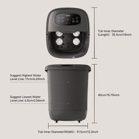 High Depth 14in Feet Foot Spa Electric Rotary Massage with PTC Heating System,Foot Bath with Timer Constant Temperature Control,Handle,and Six Set Electric Massage Balls