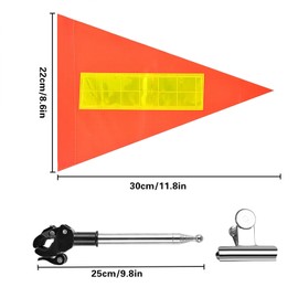 JoyHuaTrade Golf Cart Flags with Pole and Mount, 8.3 x 11.8 Inch Reflective Telescopic Triangle Orange High Visibility Safety Flag for Wheelchairs, Golf Cart Accessories