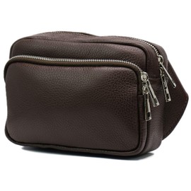 SH Leder Jisoo G412 Genuine Leather Waist Bag for Women Men Unisex Belt Bag for Festival Travel Bum Bag Medium Crossbody Bag Women Leather Bag 18 x 13 cm, dark brown