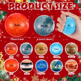 Syhood 10 Set Space Christmas Ornaments Planet Balls Solar System Christmas Hanging Ornaments Space Ornaments for Christmas Tree Solar System Planet Stress Balls Outer Space Themed Xmas Decorations