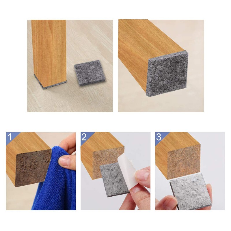 uxcell 24pcs Furniture Pads Square 3/4" Self-stick Non-slip Anti-scratch Felt