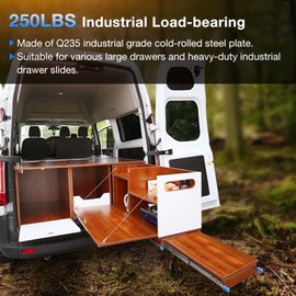 REGUDA Heavy Duty Drawer Slides Full Extension Locking Runners with Lock 16 18 20 22 24 26 28 30 32 34 36 38 40 Inch Side Mount Ball Bearing Rails 500 Lb (Load:250 lb (with Lock) -W:53mm, 24 inch)