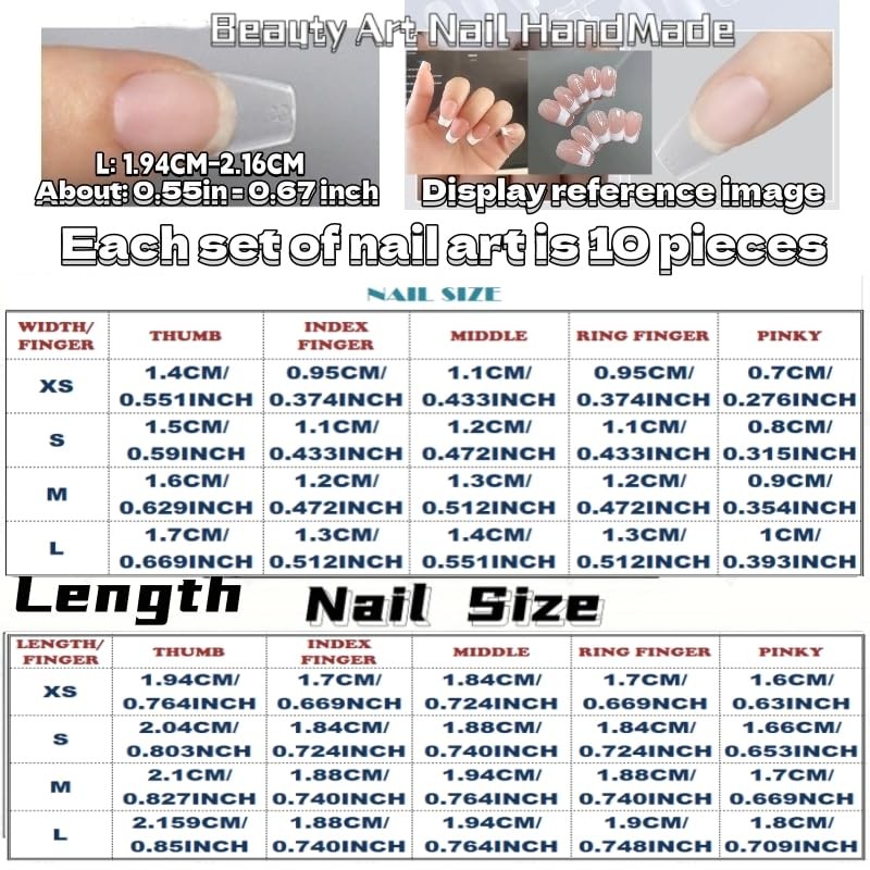 Pure Handmade Nails Press on Nail Reusable Fake Nails Silver&Golden