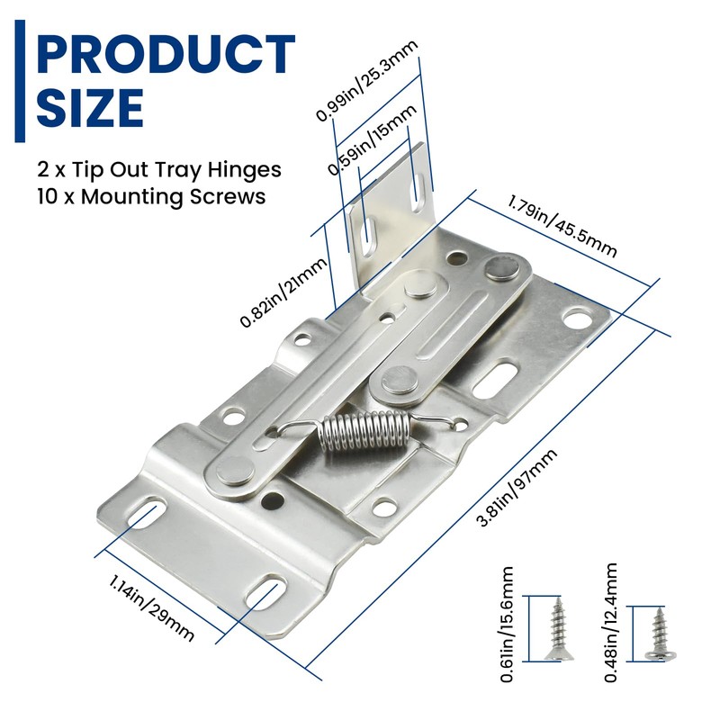 1 Pair Tip Out Tray Hinges, Sink Hinges for Kitchen