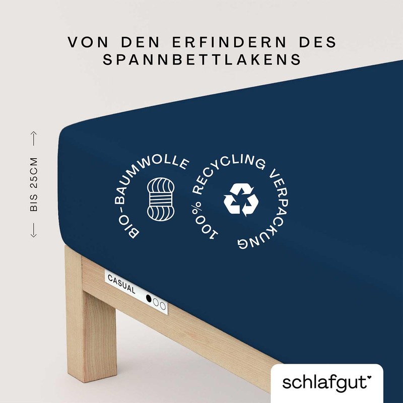Schlafgut Casual Fitted Sheet, 90 x 190 cm to 100