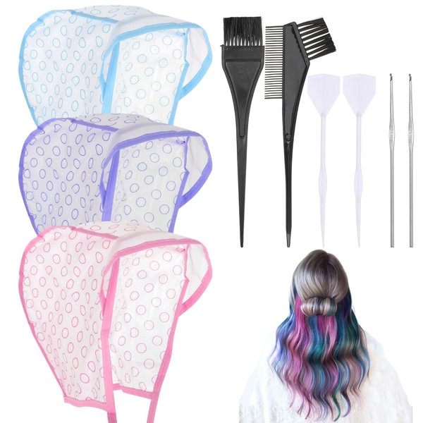 Bewudy 3 Pcs Hair Highlighting Caps, Highlighting Kit, Highlight Cap