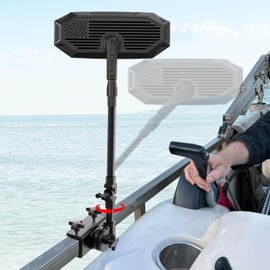 Boat Mirror, 2025 New Flag Pontoon Boat Mirror Rear View Foldable Design & Telescoping Pole | 4.8"*12.4" Large Marine Mirrors Easy Clamp on Rail for Pontoon Boat Accessories, Ski Boats