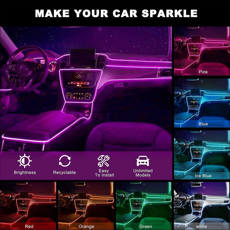 LED Interior Lighting Car, 5 m Interior Lighting, Multicoloured Waterproof