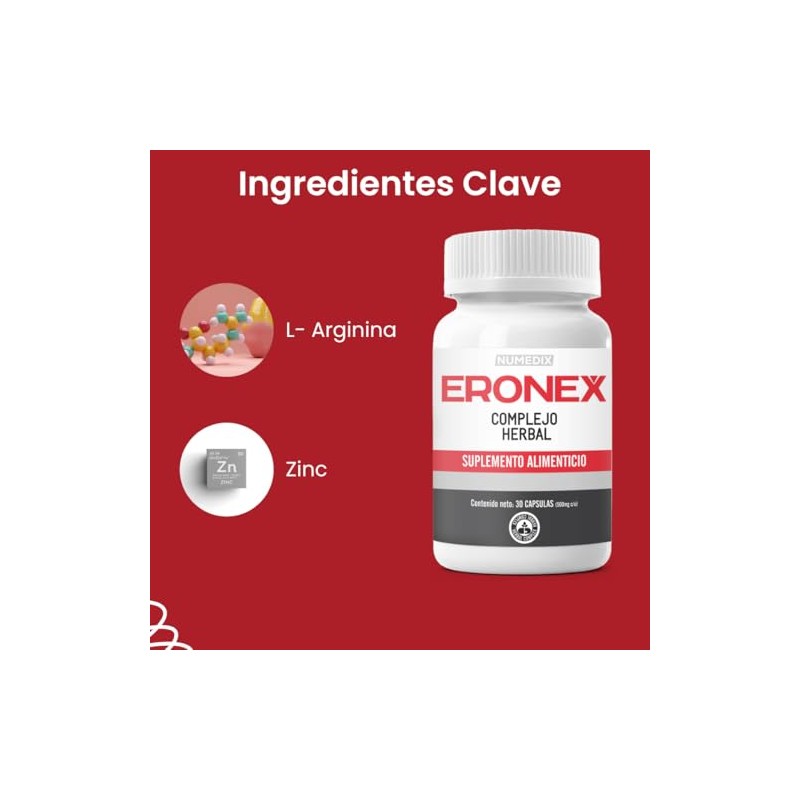 Eronex Frascos Arginina Zinc Suplemento Alimenticio 100 Natural