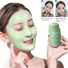 2 Pcs Green Tea/Eggplant Acne Clearing Solid Mask,Natural Green Tea Purifying Clay Mask Stick,Blackhead Deep Cleansing Mask,Deep Clean Pore Oil Control Anti-Acne For All Skin Types Men Women