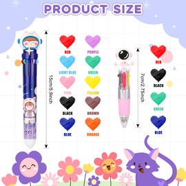 Hidaily 24 Pcs Multicolor Pen in One Include 10 in 1 and 4-in-1 Cartoon Retractable Ballpoint Pens for Office School Birthdays Gifts