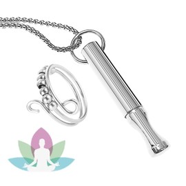 TJUSPIRIT Stainless Steel Meditation Breath Chain Breathing Necklace and Ring Smoking Ceasing Chain for Pressure Relief Reduces Anxiety Meditation Spiritual Gift for Men and Women, Stainless Steel