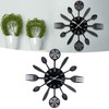 Black Kitchen Wall Clock Removable Modern Cutlery Kitchen Spoon Fork