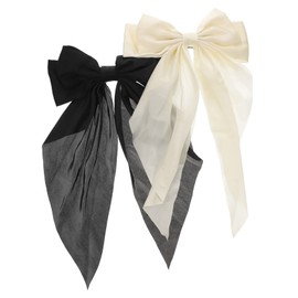 FRCOLOR 2pcs Bow Hairpin for Women Girls Large Hair Bows Clip Long Tail Hair Accessories for Women Girls Ribbon