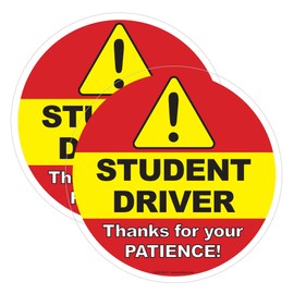 Safety Magnets by ZOCO – Student Driver Window Clings (2-Pack) – 6-Inch Round Inside-Window Decals – Rookie New Driver Signs – Please Be Patient Stickers for Car – Easy to Remove, USA Made