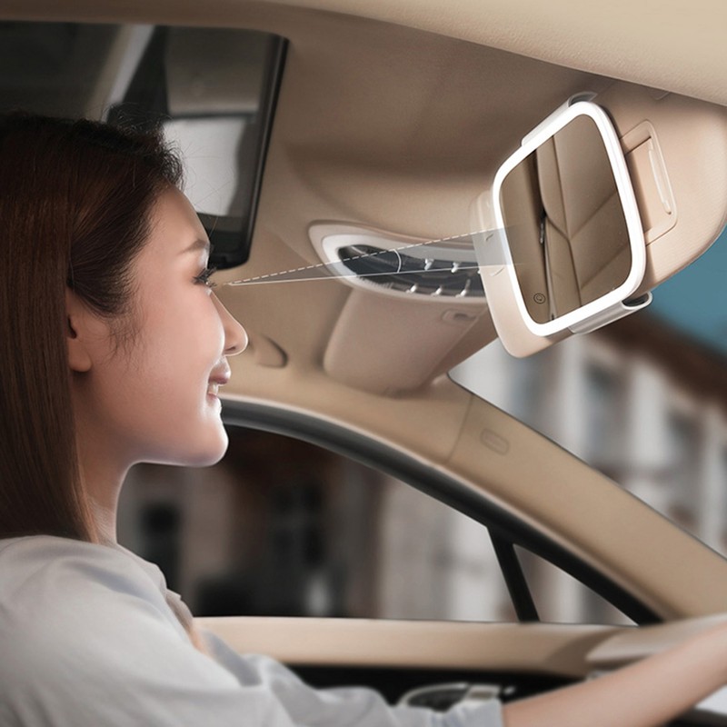 Car Sun Visor Mirror with LED Lights Makeup Sun-shading Cosmetic
