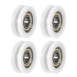 uxcell Nylon Pulley U Groove Ball Bearing Roller Guide Wheel 6x21x7mm Double Metal Shielded (GCr15) Chrome Steel Bearings 4pcs