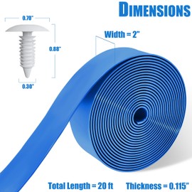 Lumpro Vinyl Straps for Patio Chair Repair Kit 2'' Wide 20 Ft Long Replacement Straps + 20 Free Rivets for Outdoor Lawn Furniture Chaise Lounge Repair (Blue)