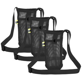 COZERI Pack of 3 Mesh Water Bottle Holders with Adjustable Shoulder Strap, Portable Bottle Holder for Hanging Festival Camping Hiking, Cup Holder Bag with Additional Bag