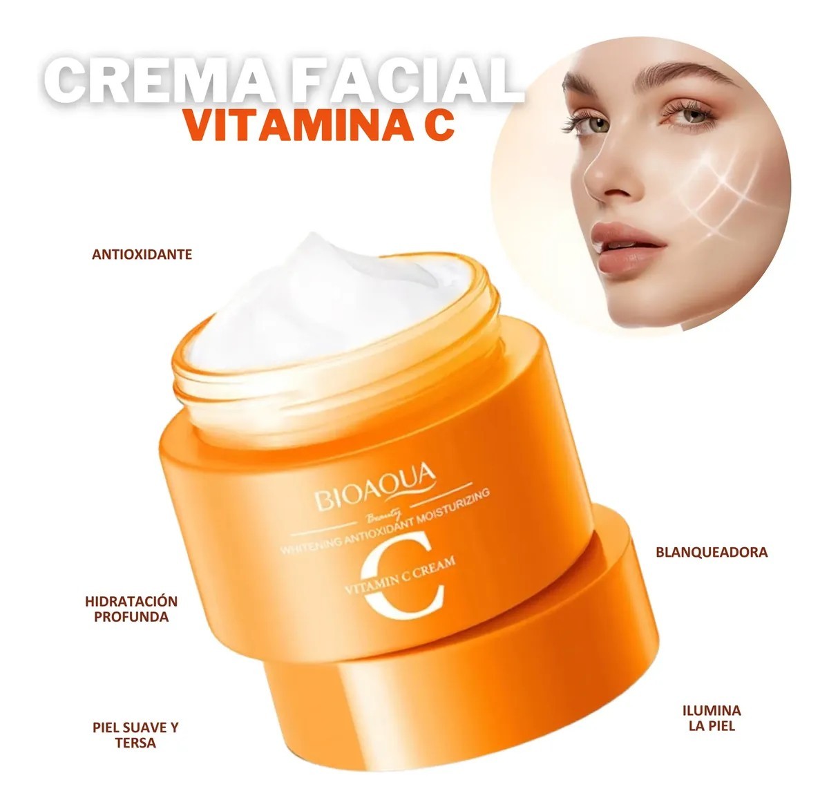 2 Pza Crema Vitamina C Bioaqua Antioxidante Whitening