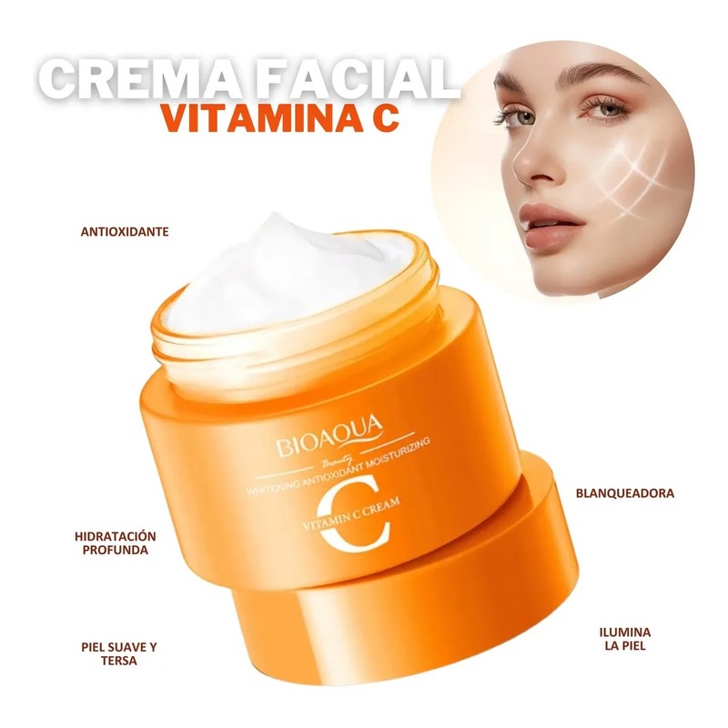 2 Pza Crema Vitamina C Bioaqua Antioxidante Whitening