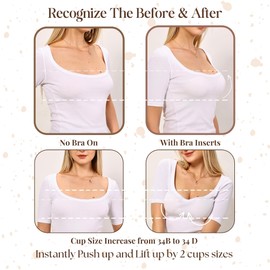 BABALARY 2025 Push Up Bra Inserts Double-Sided Sticky Inserts Ultra Boost Inserts Reusable Self-Adhesive Pads for Lift & Support Swimwear Padding Inserts for Sports Bra (Nude, Large(C-D))