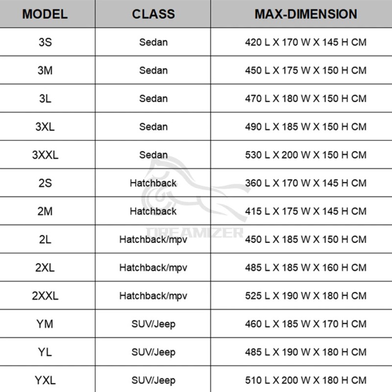 DREAMIZER Car Cover Outdoor Waterproof UV Rain All weather Protection